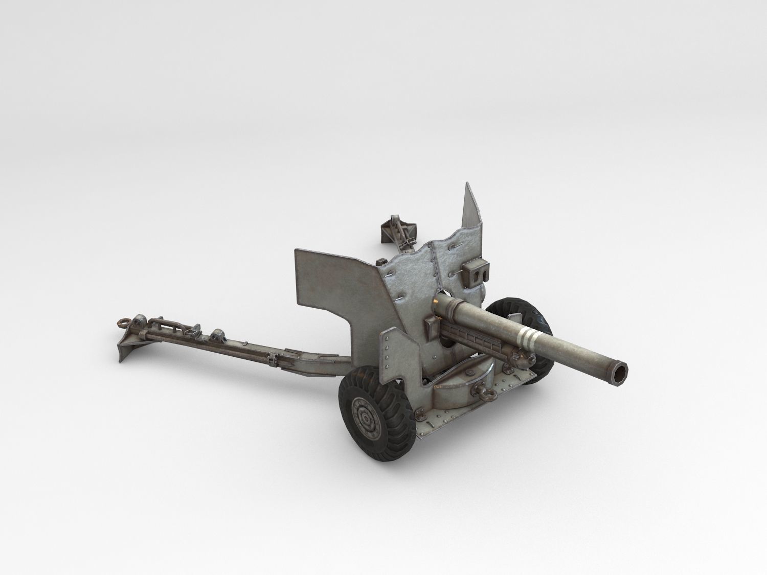 Low Poly Ordnance QF 6-pounder Low-poly 3D model_2
