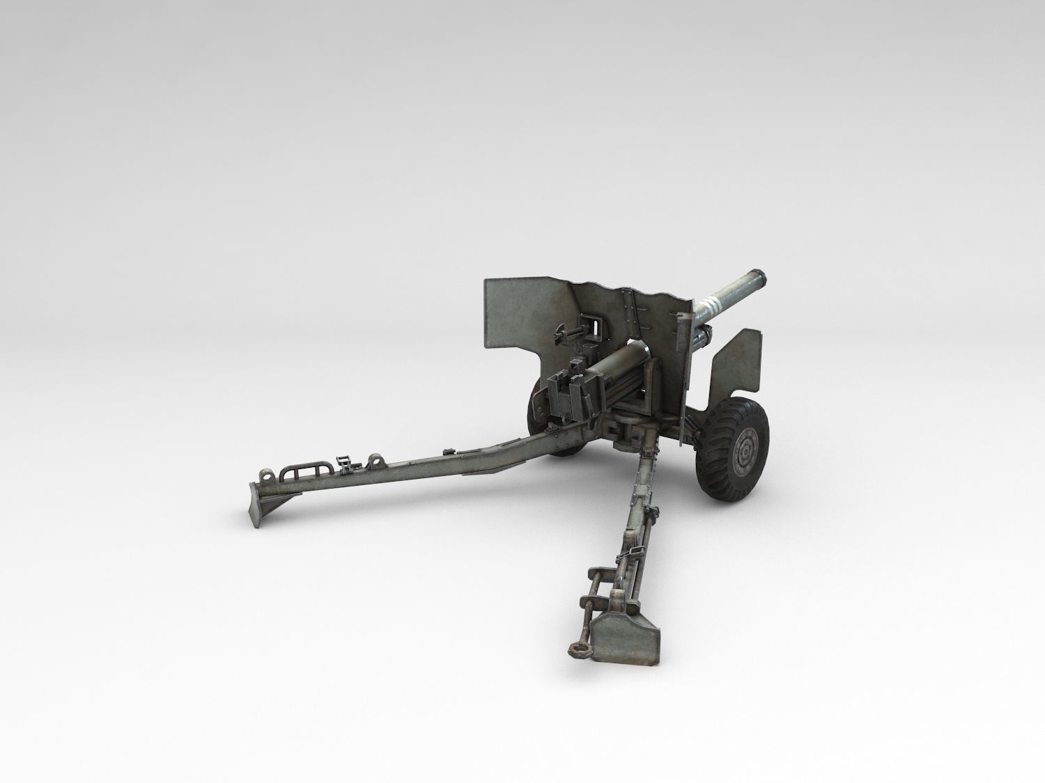 Low Poly Ordnance QF 6-pounder Low-poly 3D model_10