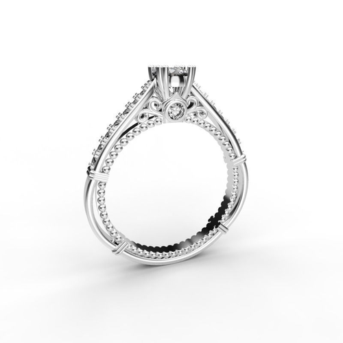 Beautiful engagement ring 4 mm central stone 3D print model