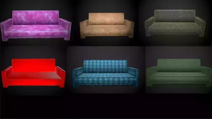 Sofa 6 texture options low and high poly