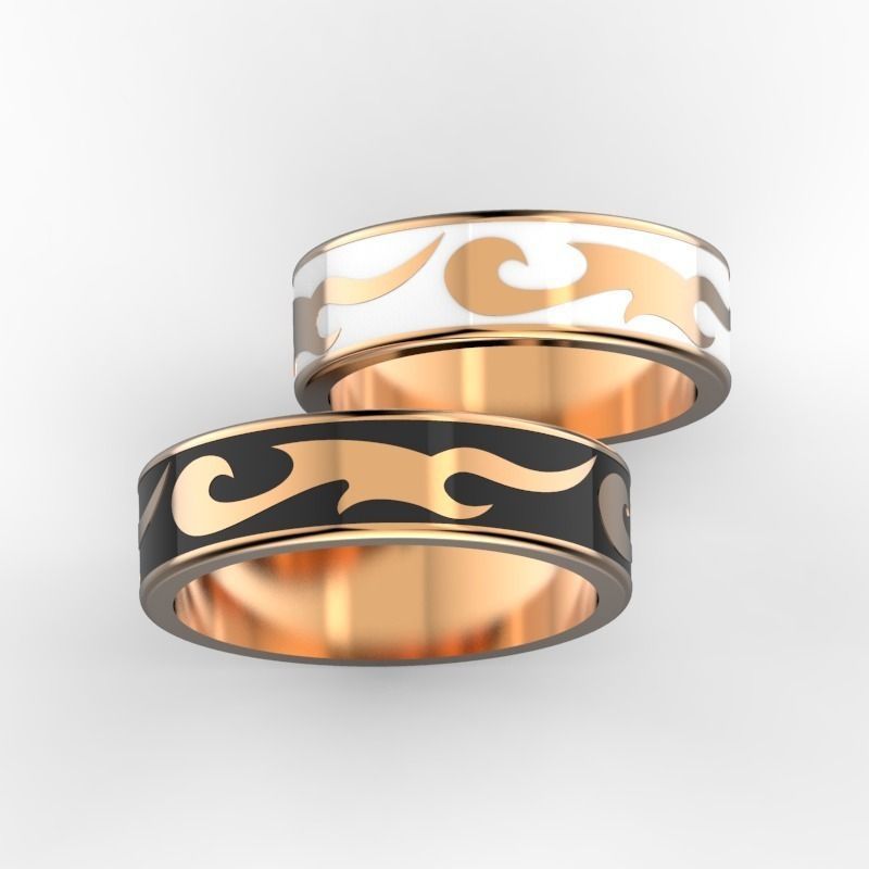 Wedding bands with enamel 3D print model_0