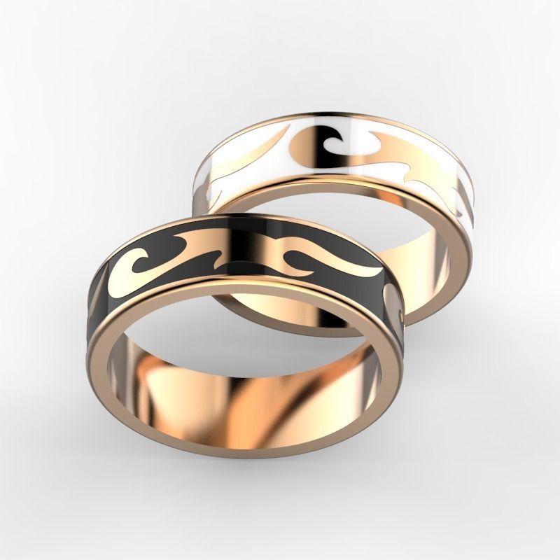 Wedding bands with enamel 3D print model_2