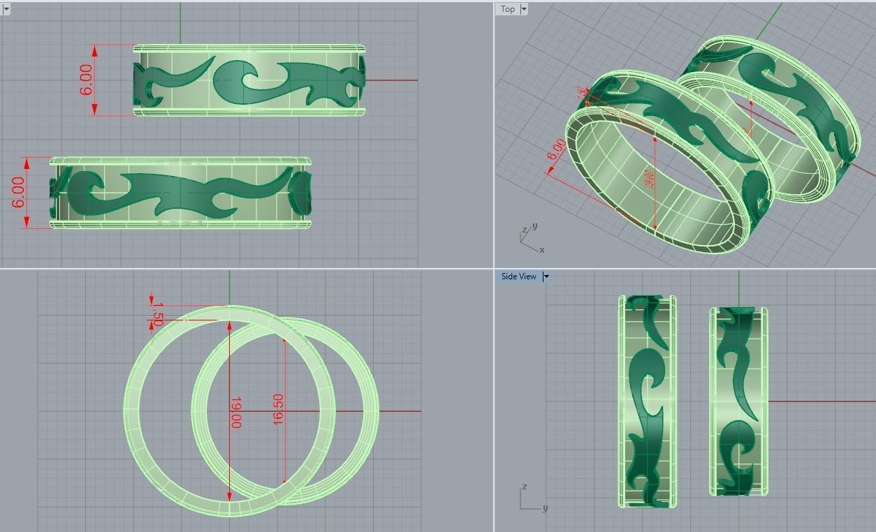 Wedding bands with enamel 3D print model_3