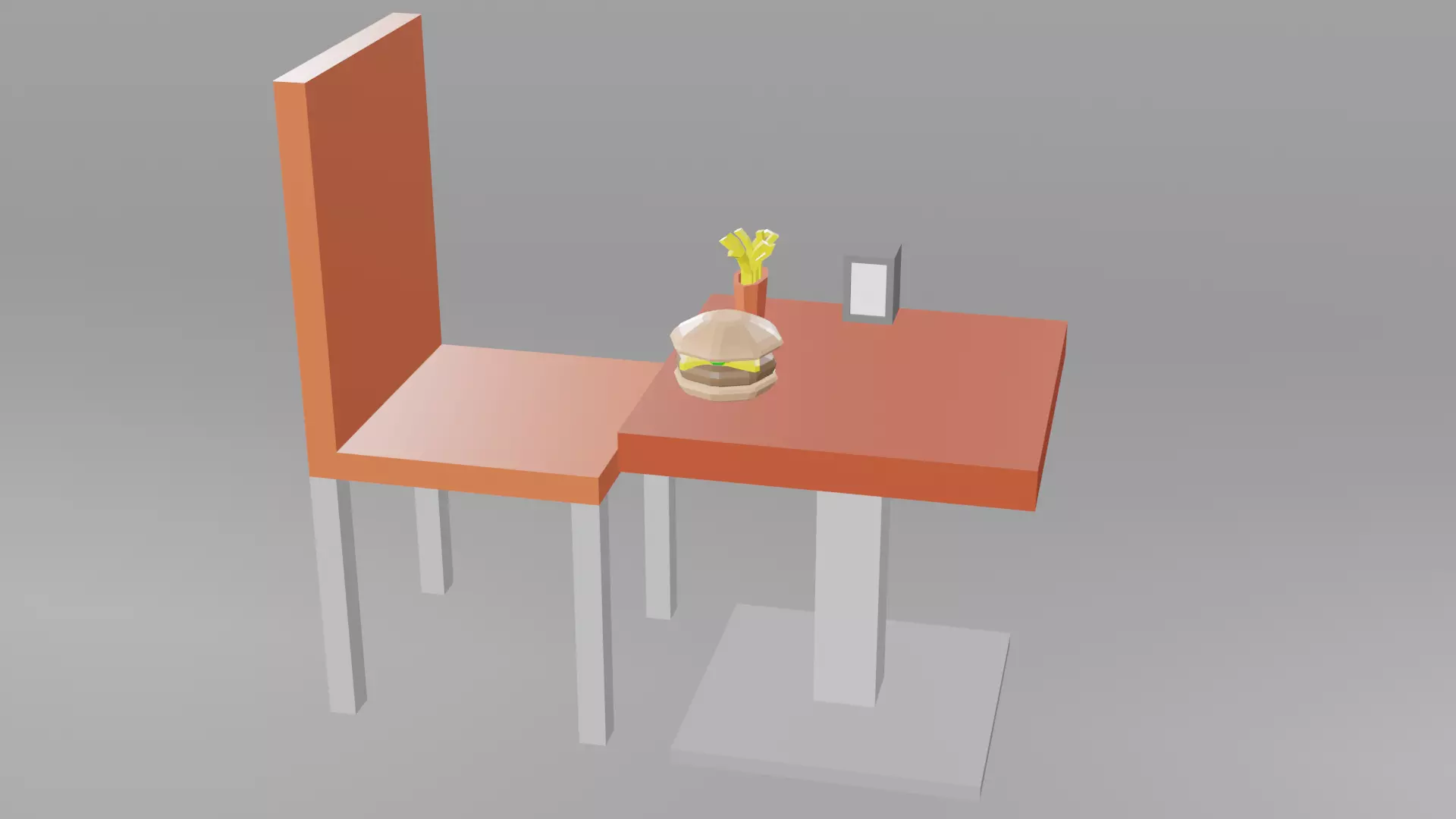 Low polly fast food restaurant table and chair Low-poly 3D model