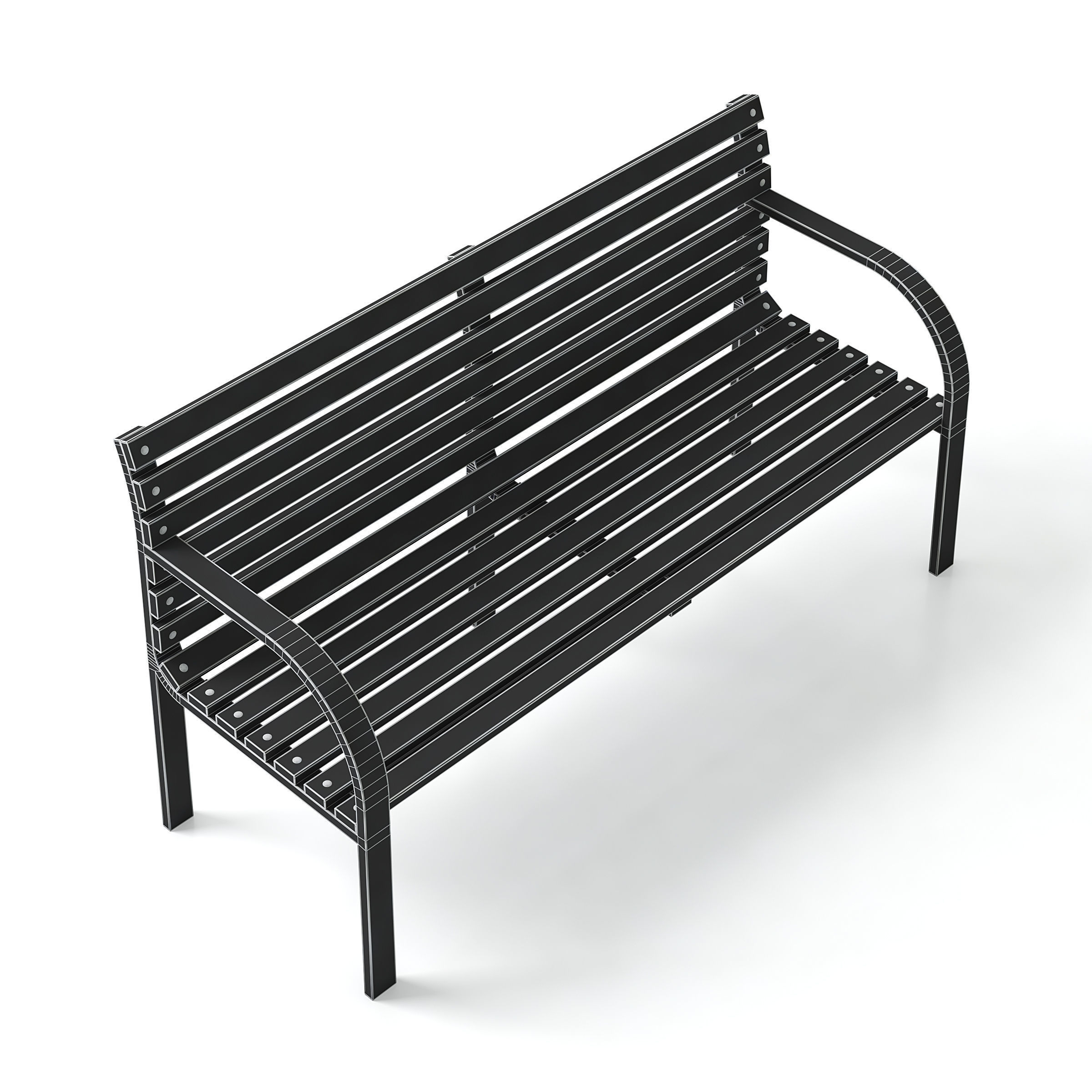 Garden Bench 3D model_8
