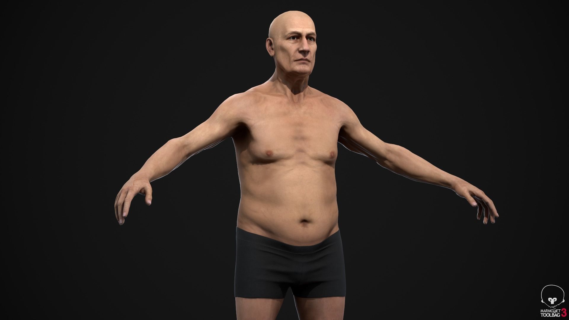 Old man Low-poly 3D model_6
