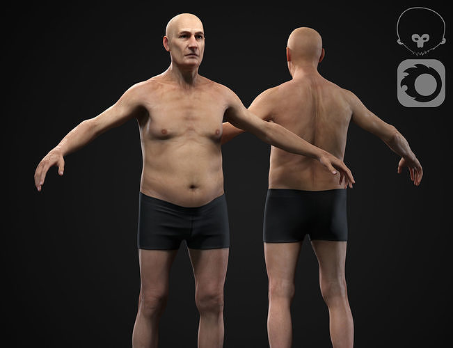 Old man Low-poly 3D model