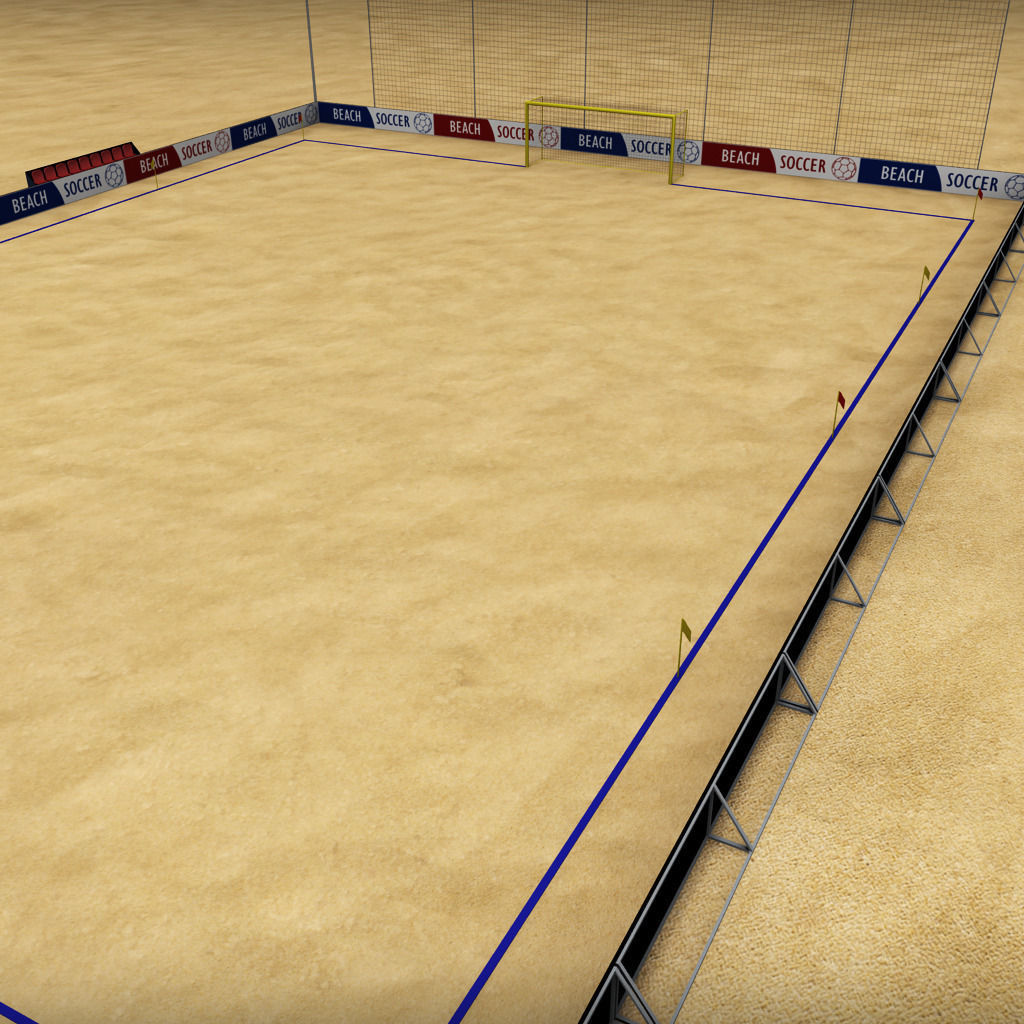 Beach soccer stadium field low poly Low-poly 3D model_7