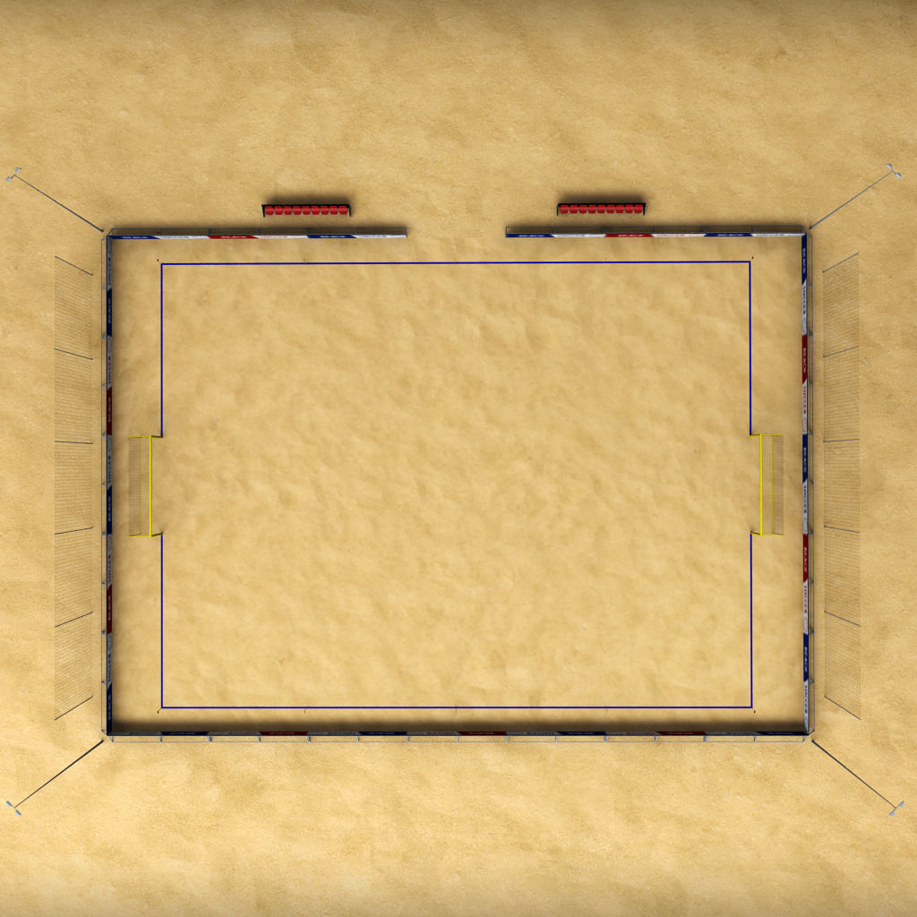 Beach soccer stadium field low poly Low-poly 3D model_1