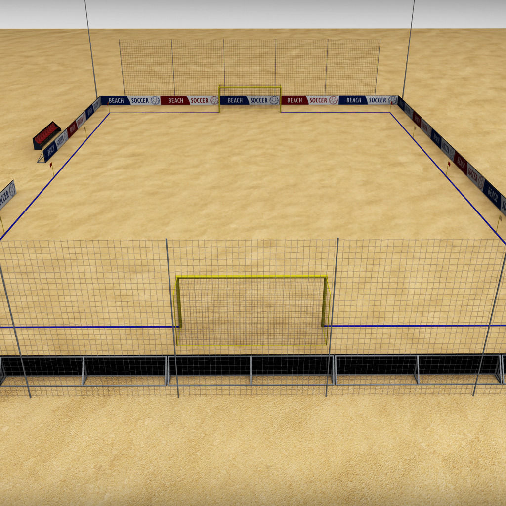 Beach soccer stadium field low poly Low-poly 3D model_6