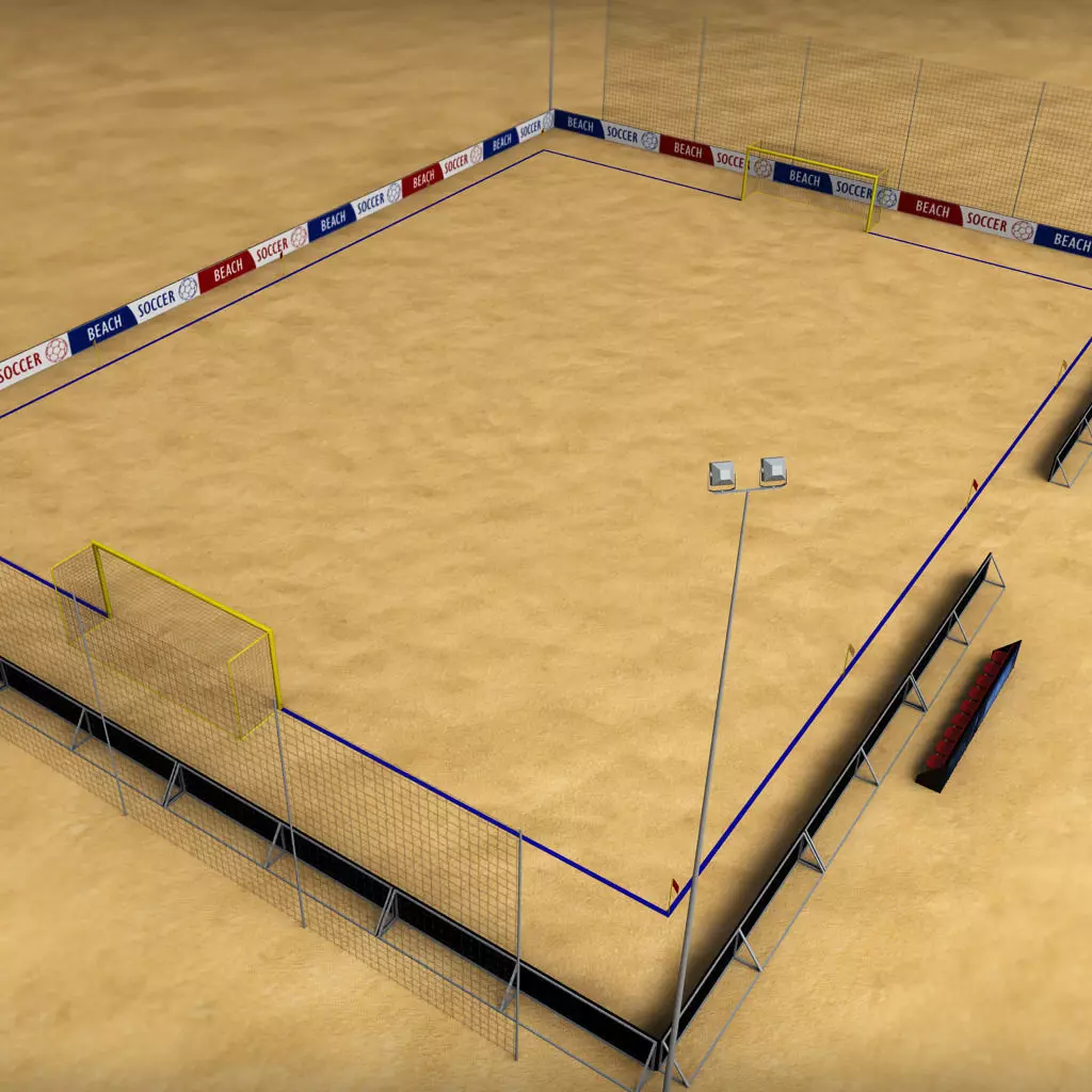 Beach soccer stadium field low poly Low-poly 3D model_0