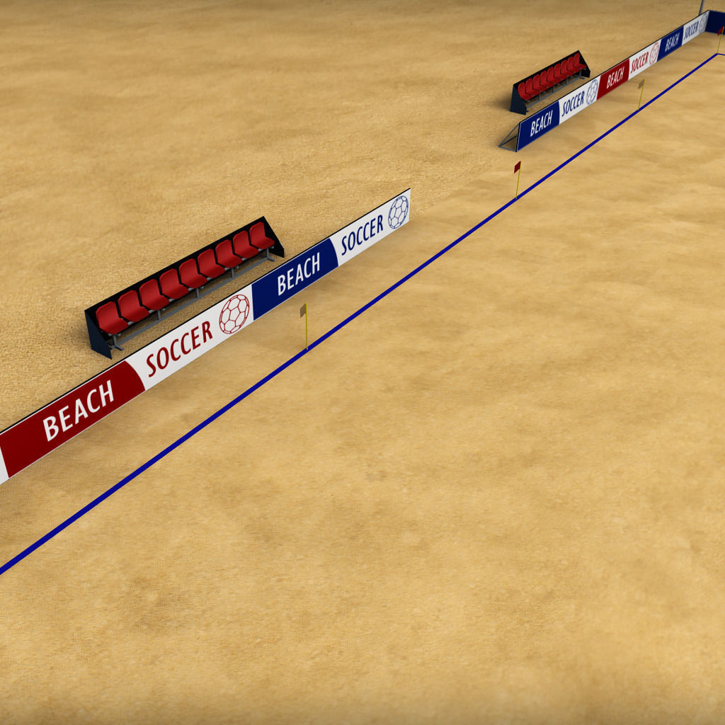Beach soccer stadium field low poly Low-poly 3D model_2