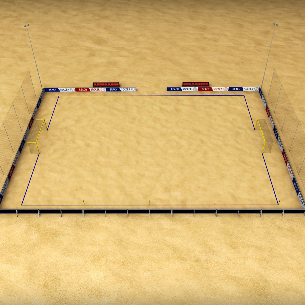 Beach soccer stadium field low poly Low-poly 3D model_5