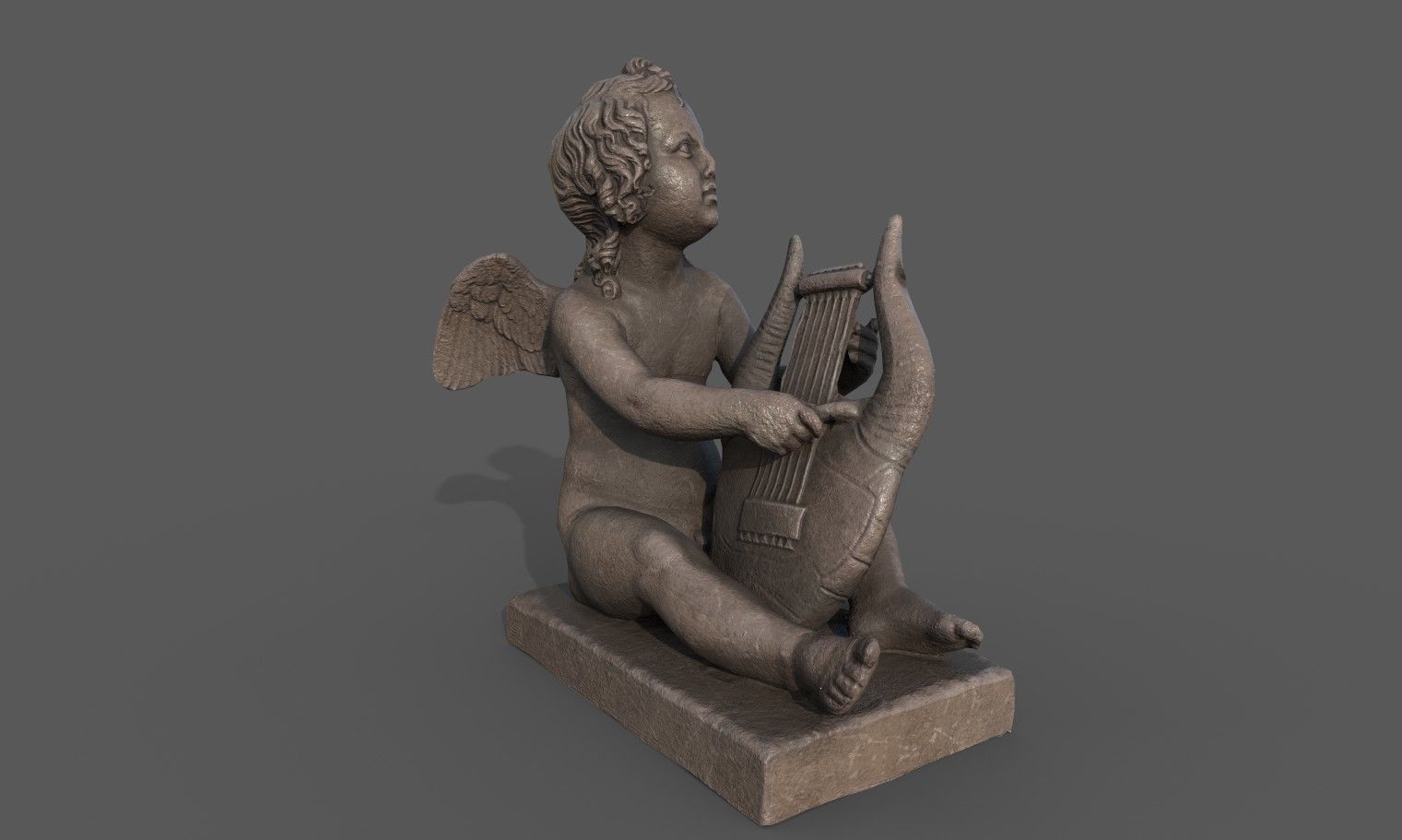 Statue of Cupid 3 Low-poly 3D model_1