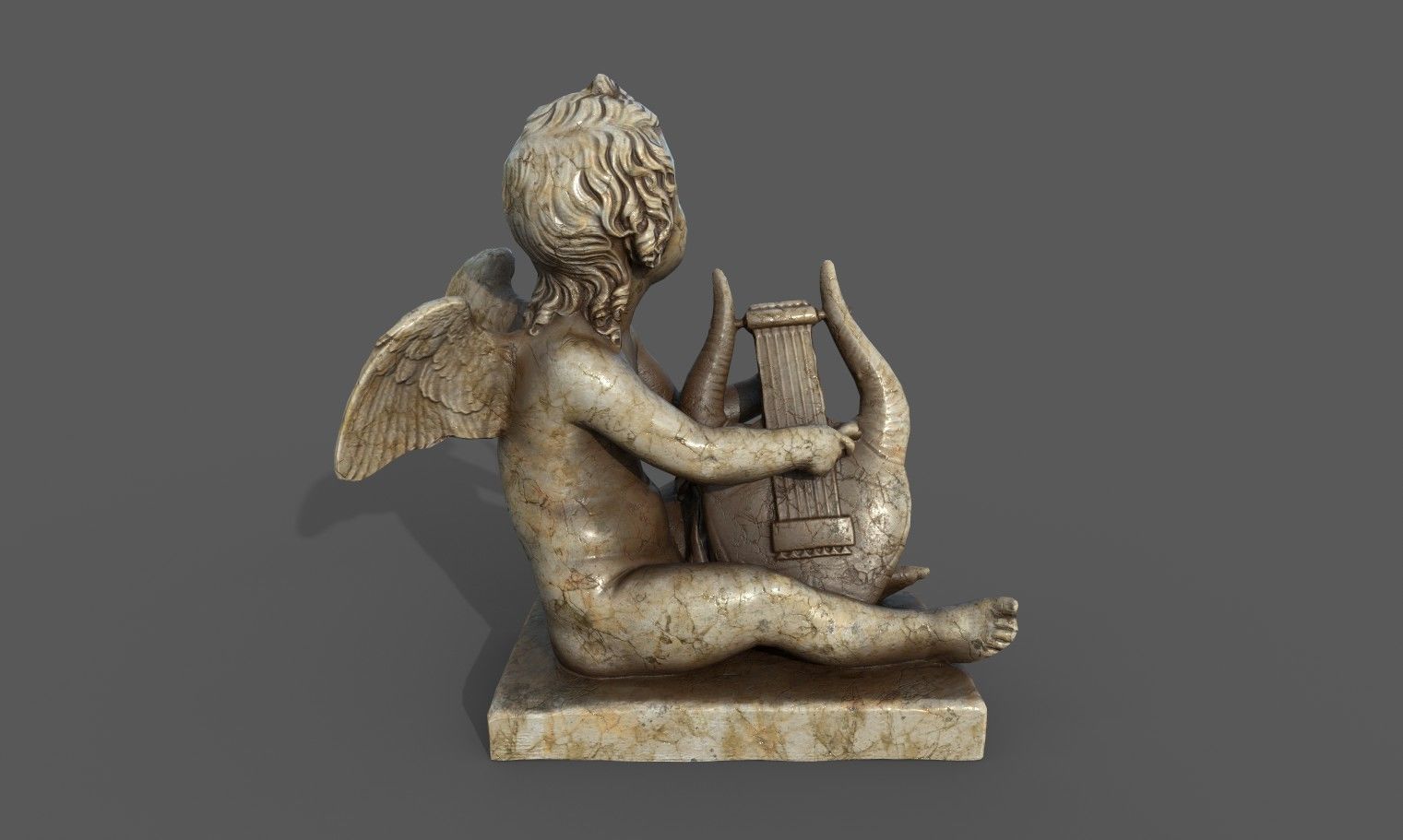 Statue of Cupid 3 Low-poly 3D model_16