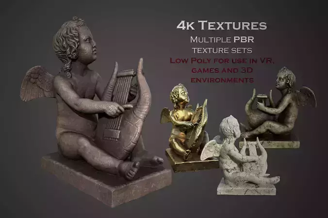 Statue of Cupid 3 Low-poly 3D model