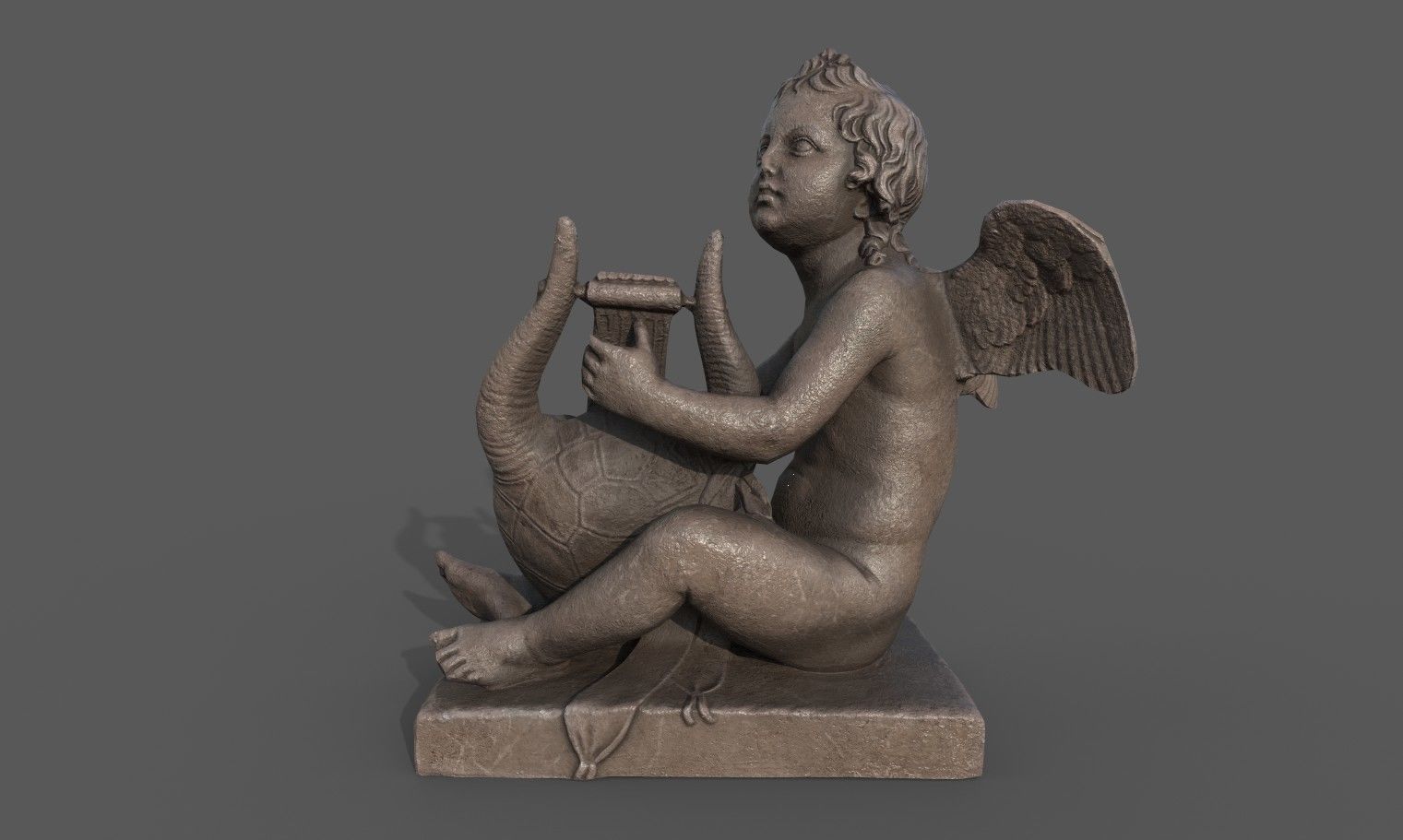 Statue of Cupid 3 Low-poly 3D model_4