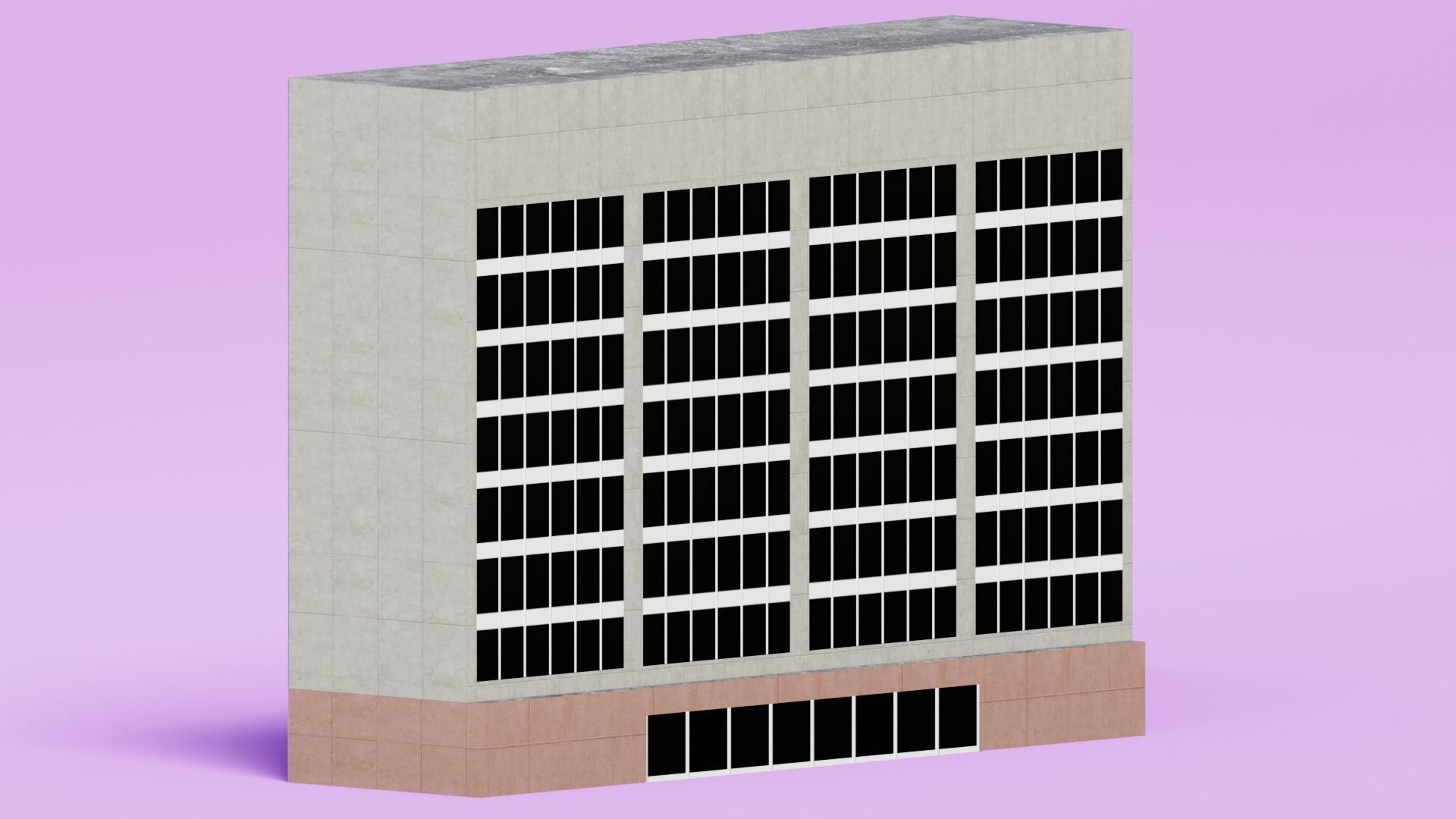 Long Rectangular Office Building Low-poly 3D model_6