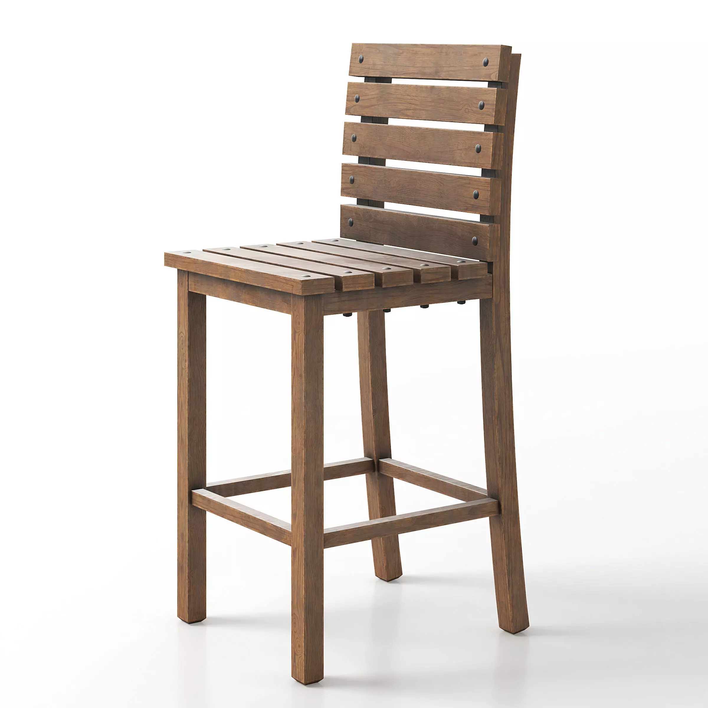 Tall Wooden Chair 3D model_0