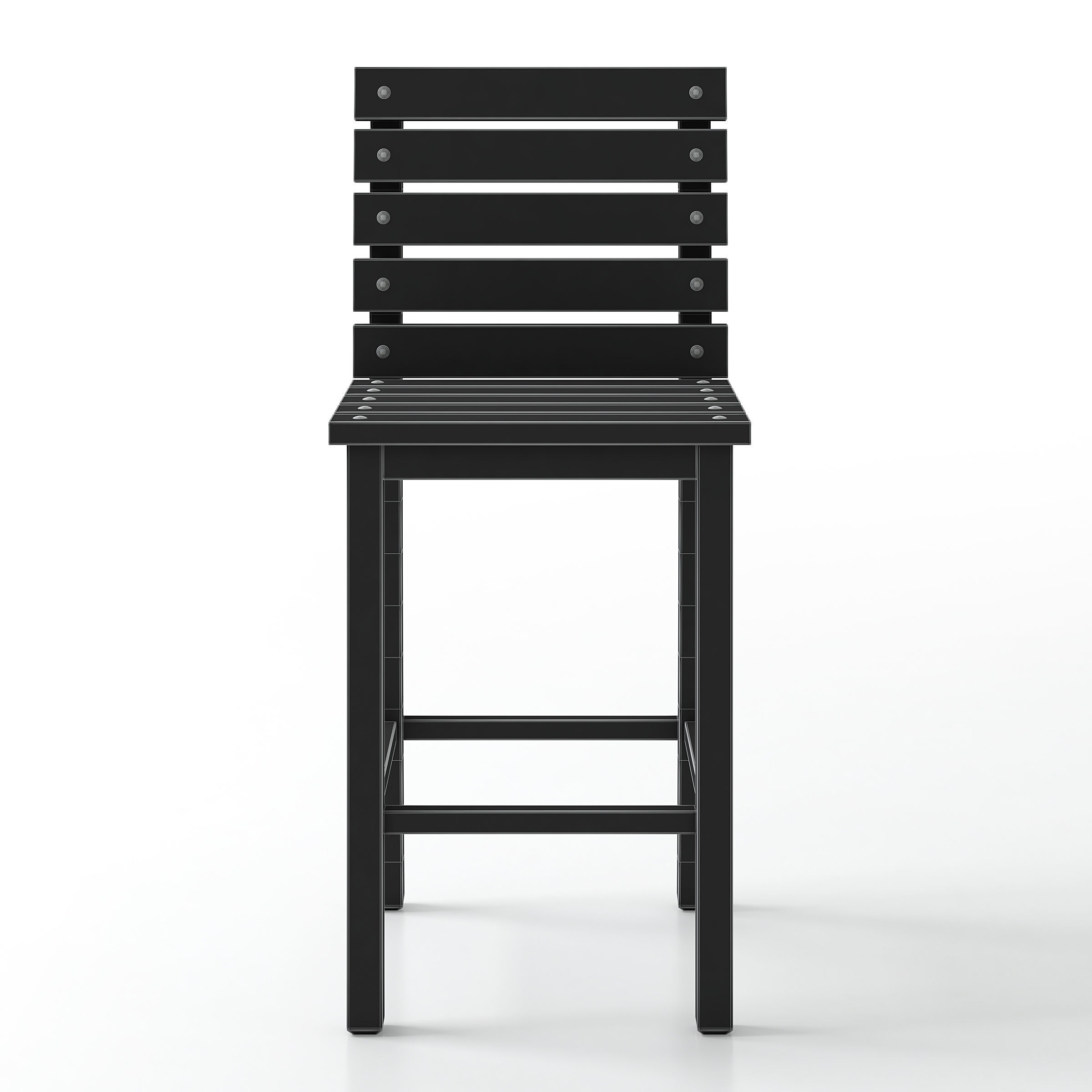Tall Wooden Chair 3D model_6