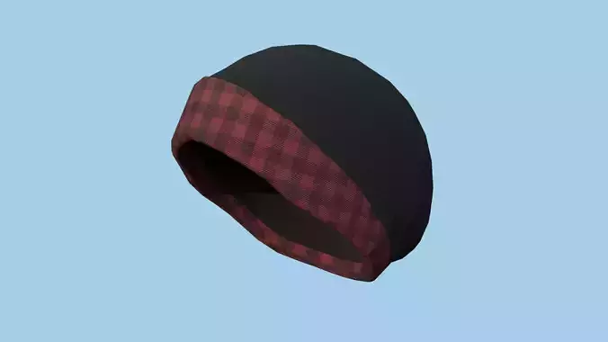 Black Red Beanie Winter Cap 12 - Character Fashion Design Low-poly 3D model
