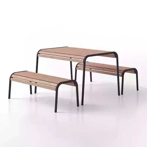 Garden Table with Benches 3D model