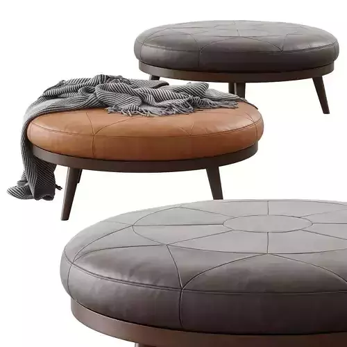 Strick And Bolton Imre Round Leather Ottoman