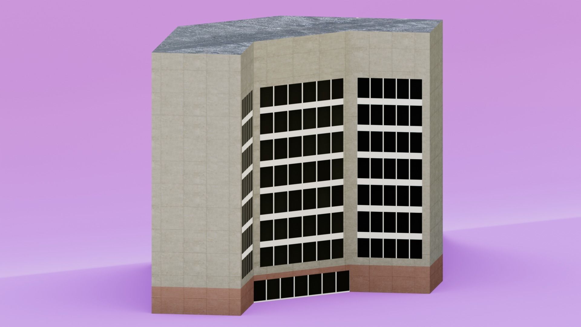Pack of 4 office building Low-poly 3D model_3