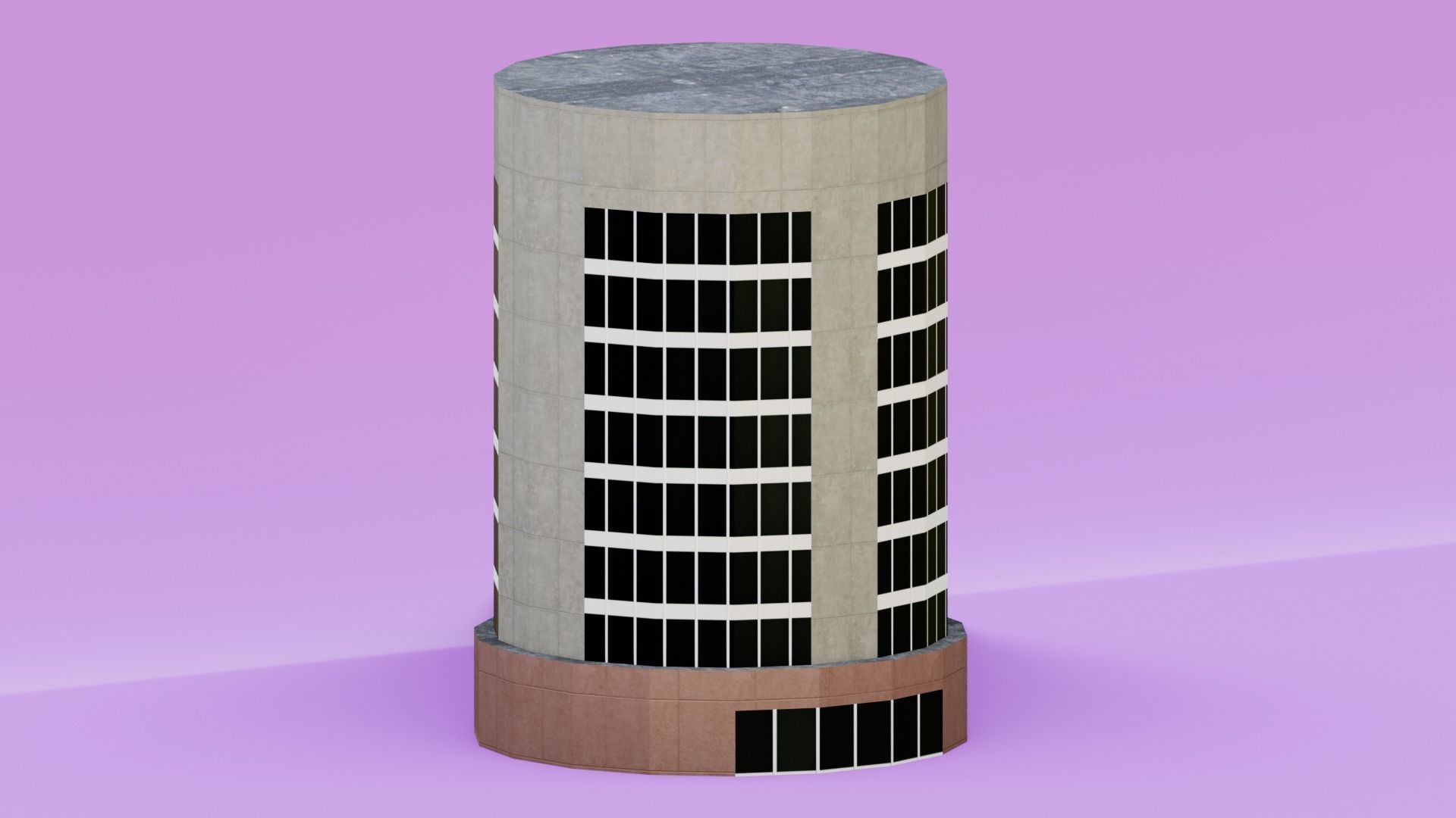 Pack of 4 office building Low-poly 3D model_5