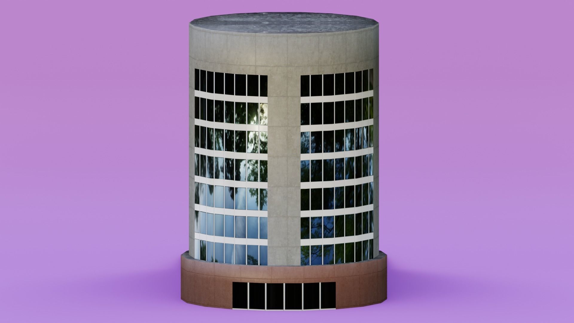 Pack of 4 office building Low-poly 3D model_9