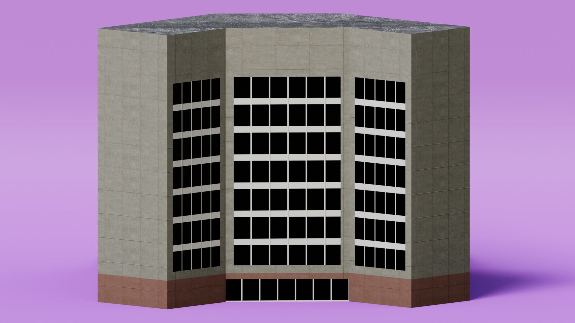 Pack of 4 office building Low-poly 3D model_7