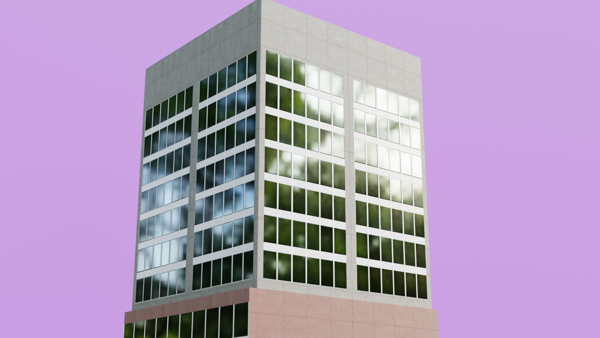 Pack of 4 office building Low-poly 3D model_10