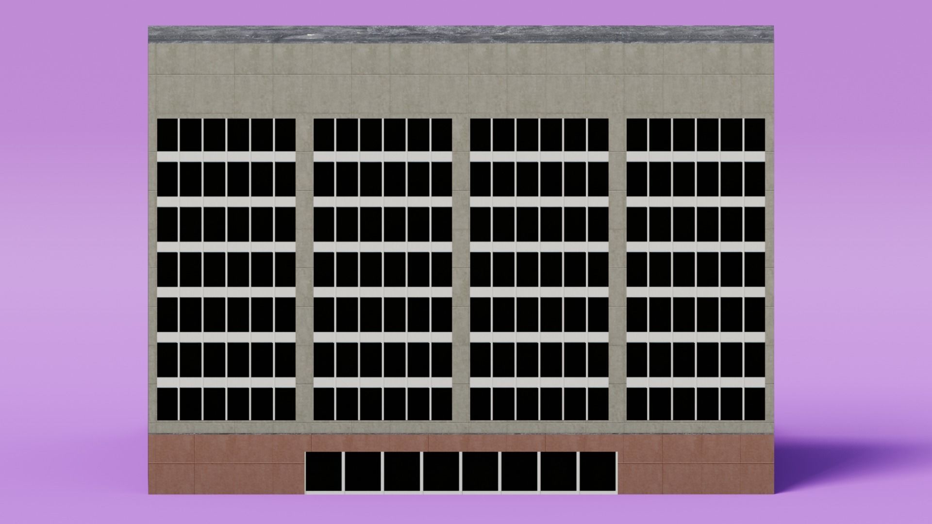 Pack of 4 office building Low-poly 3D model_8