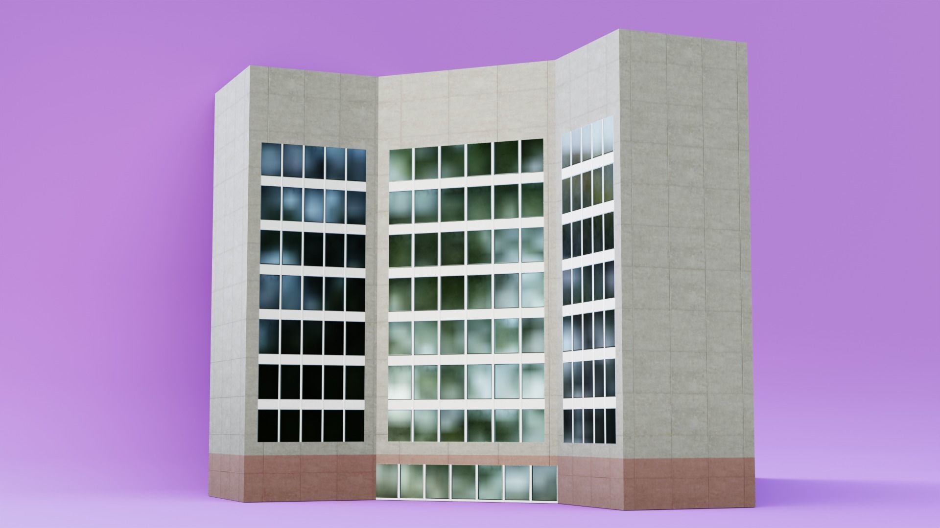 Pack of 4 office building Low-poly 3D model_17