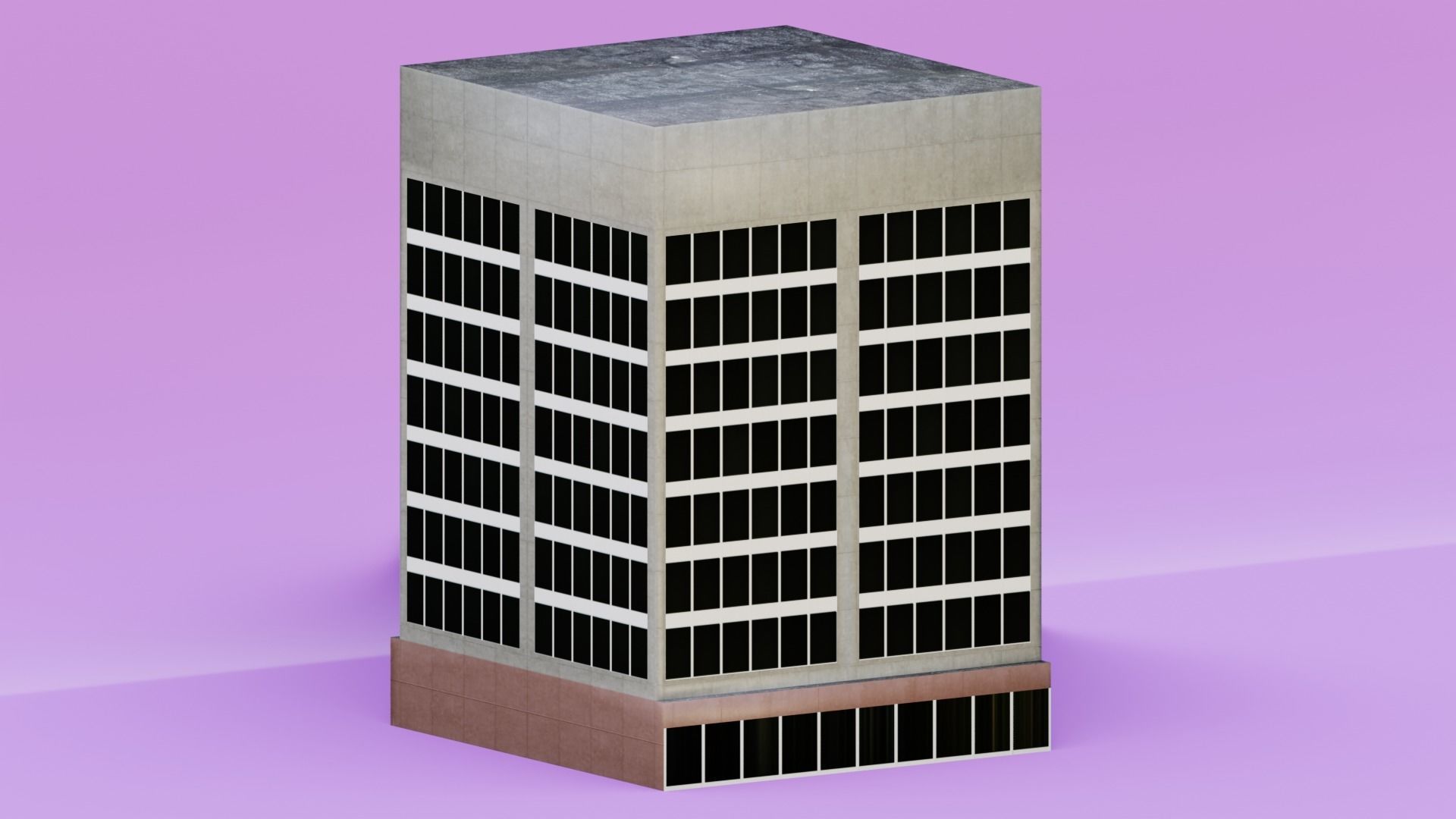 Pack of 4 office building Low-poly 3D model_2