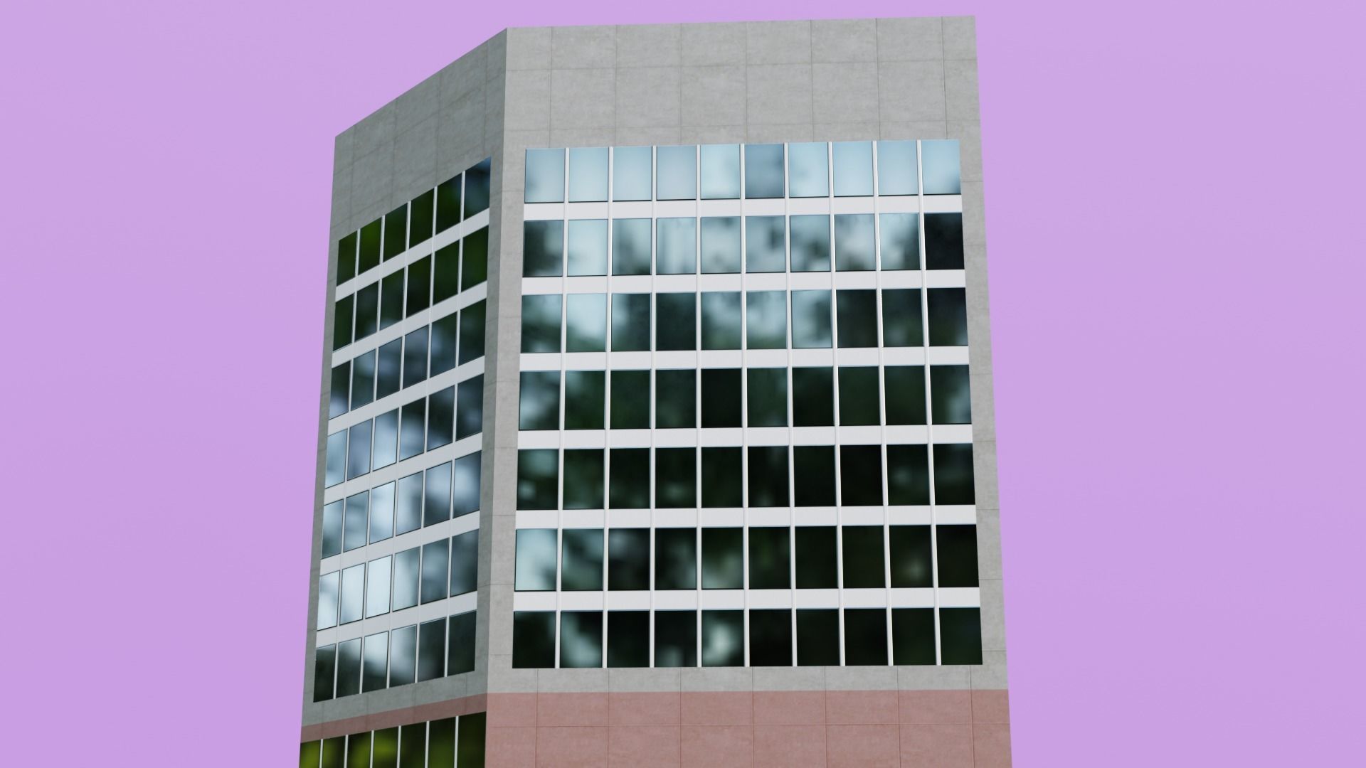 Pack of 4 office building Low-poly 3D model_11