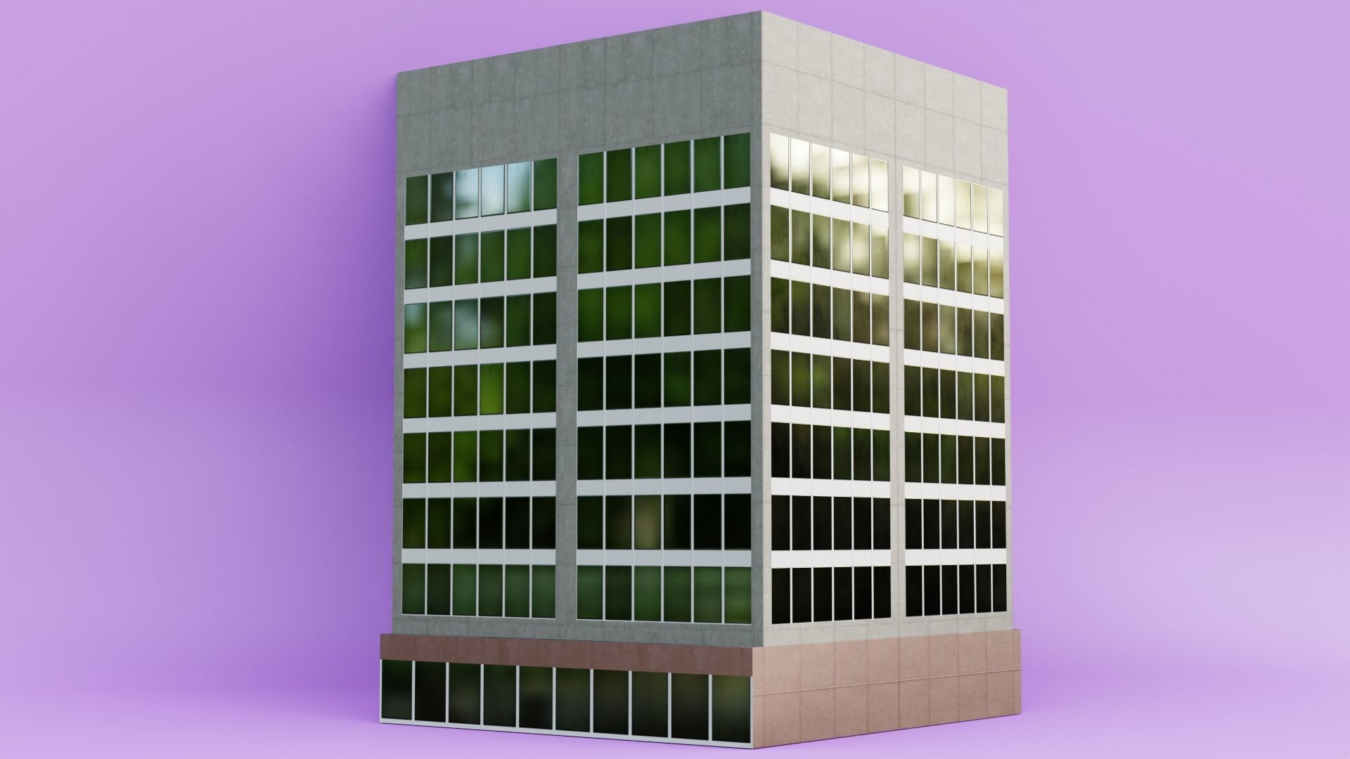 Pack of 4 office building Low-poly 3D model_14