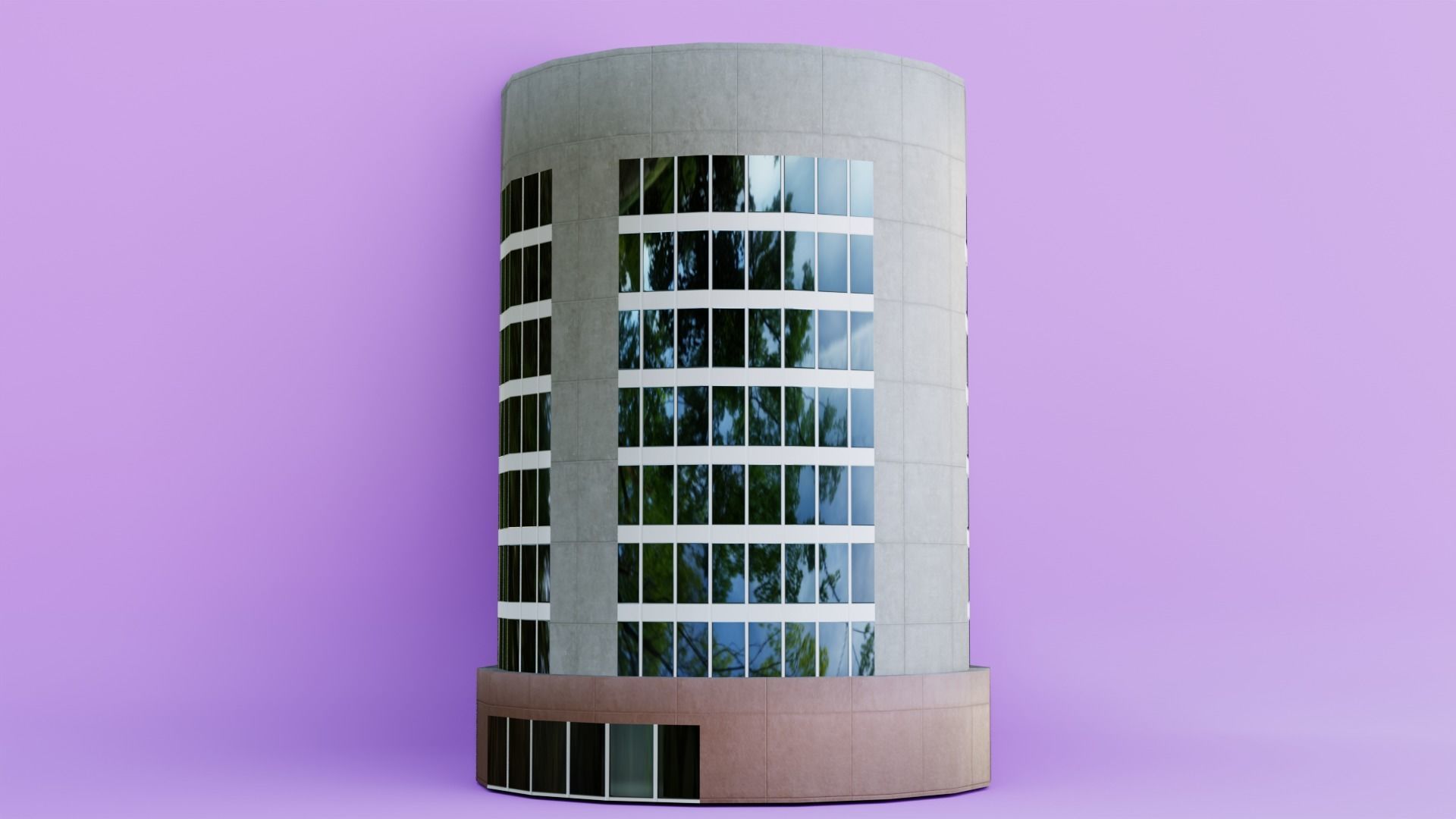 Pack of 4 office building Low-poly 3D model_16