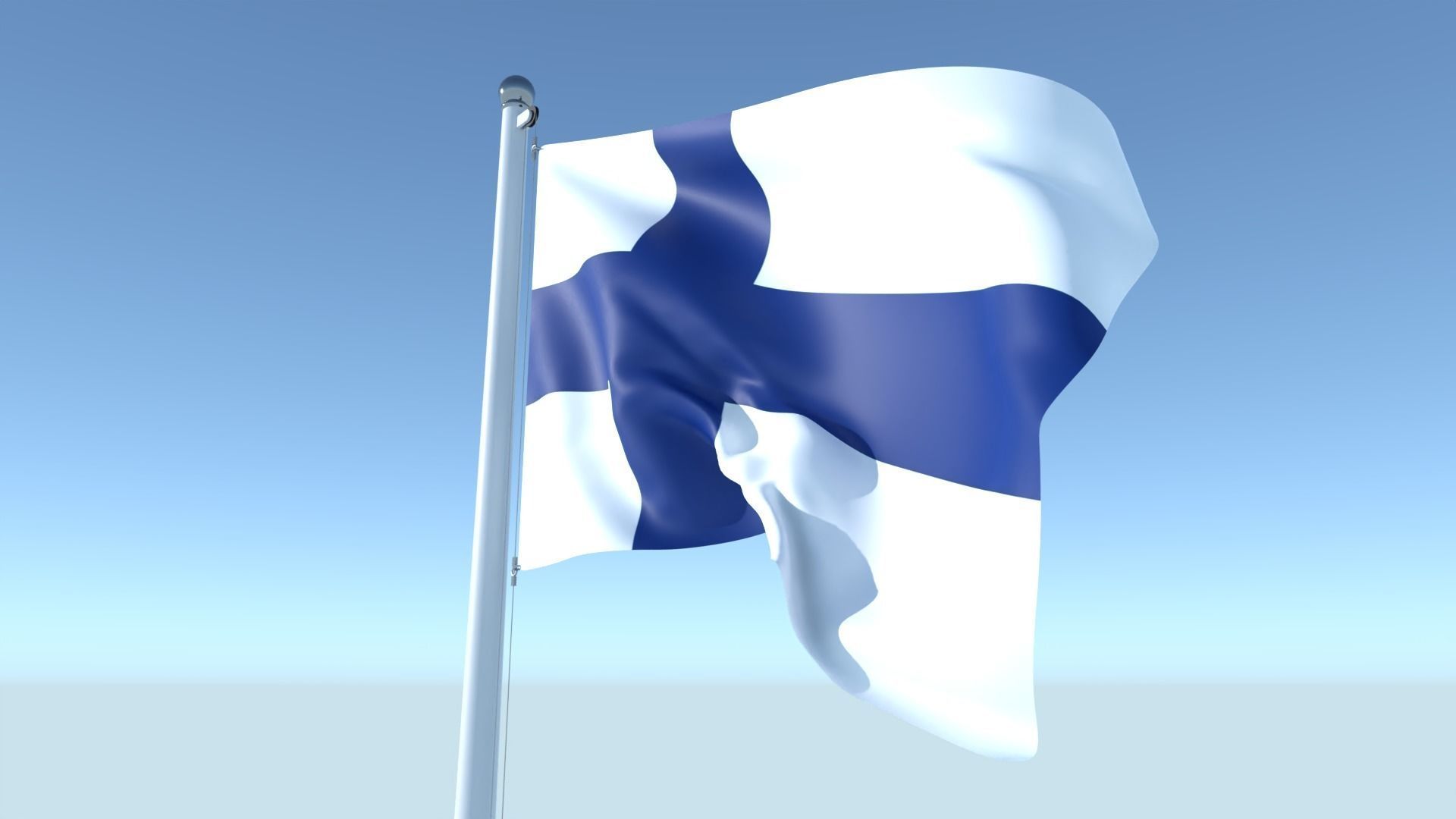 Animated Flag of Finland Low-poly 3D model_6