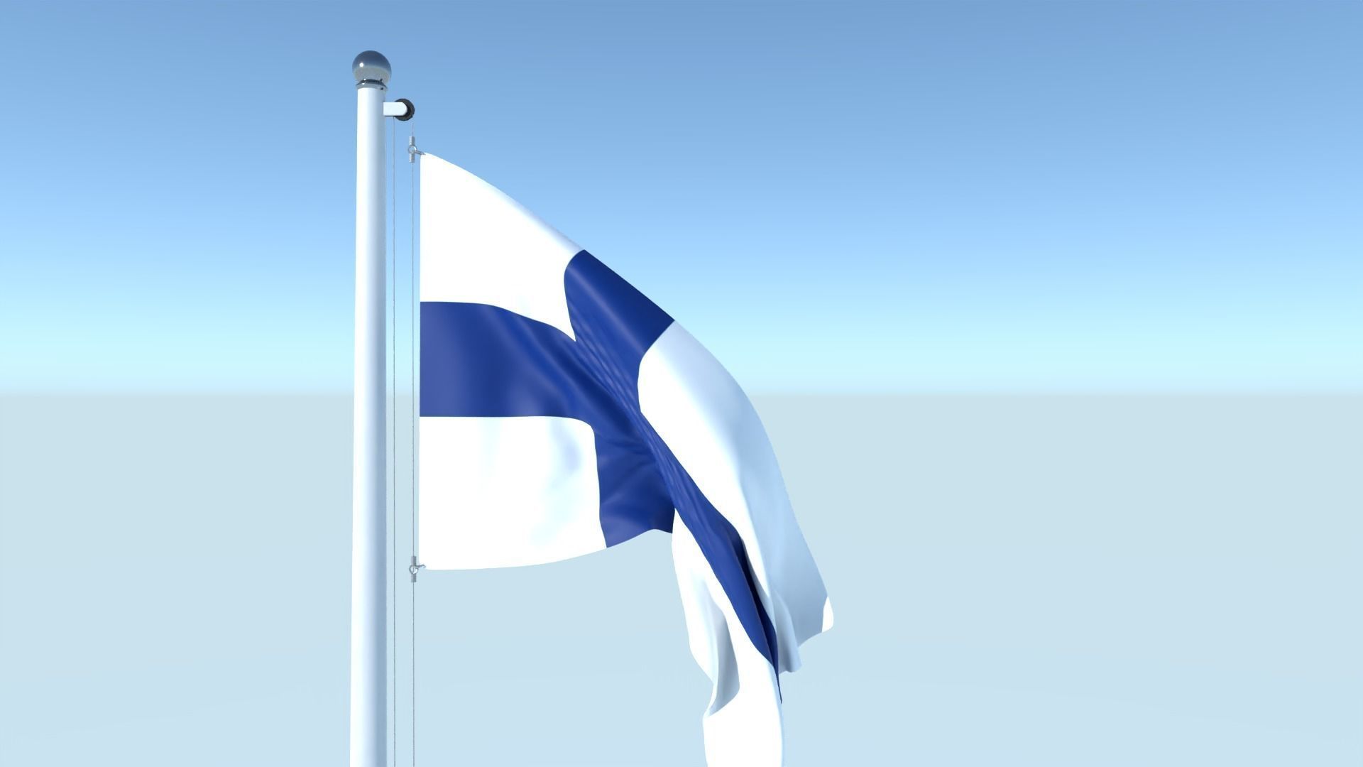 Animated Flag of Finland Low-poly 3D model_2