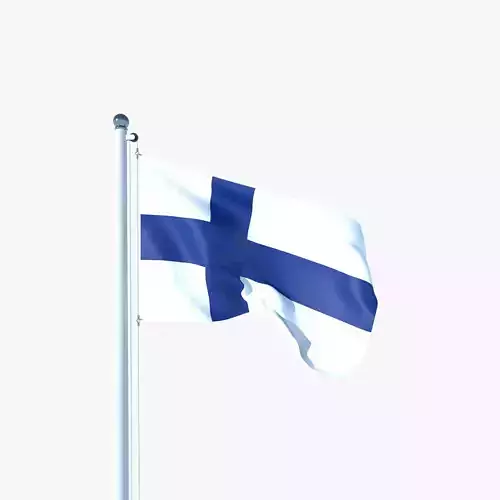 Animated Flag of Finland Low-poly 3D model