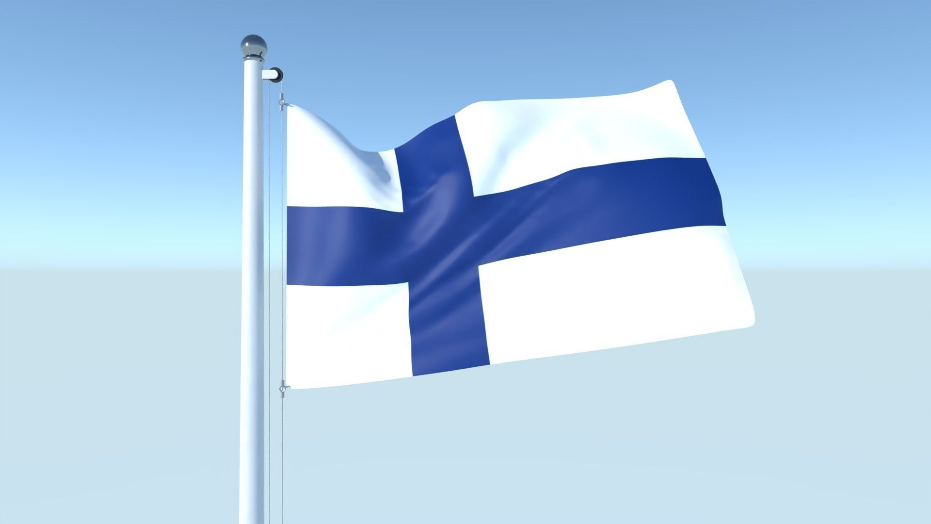 Animated Flag of Finland Low-poly 3D model_3