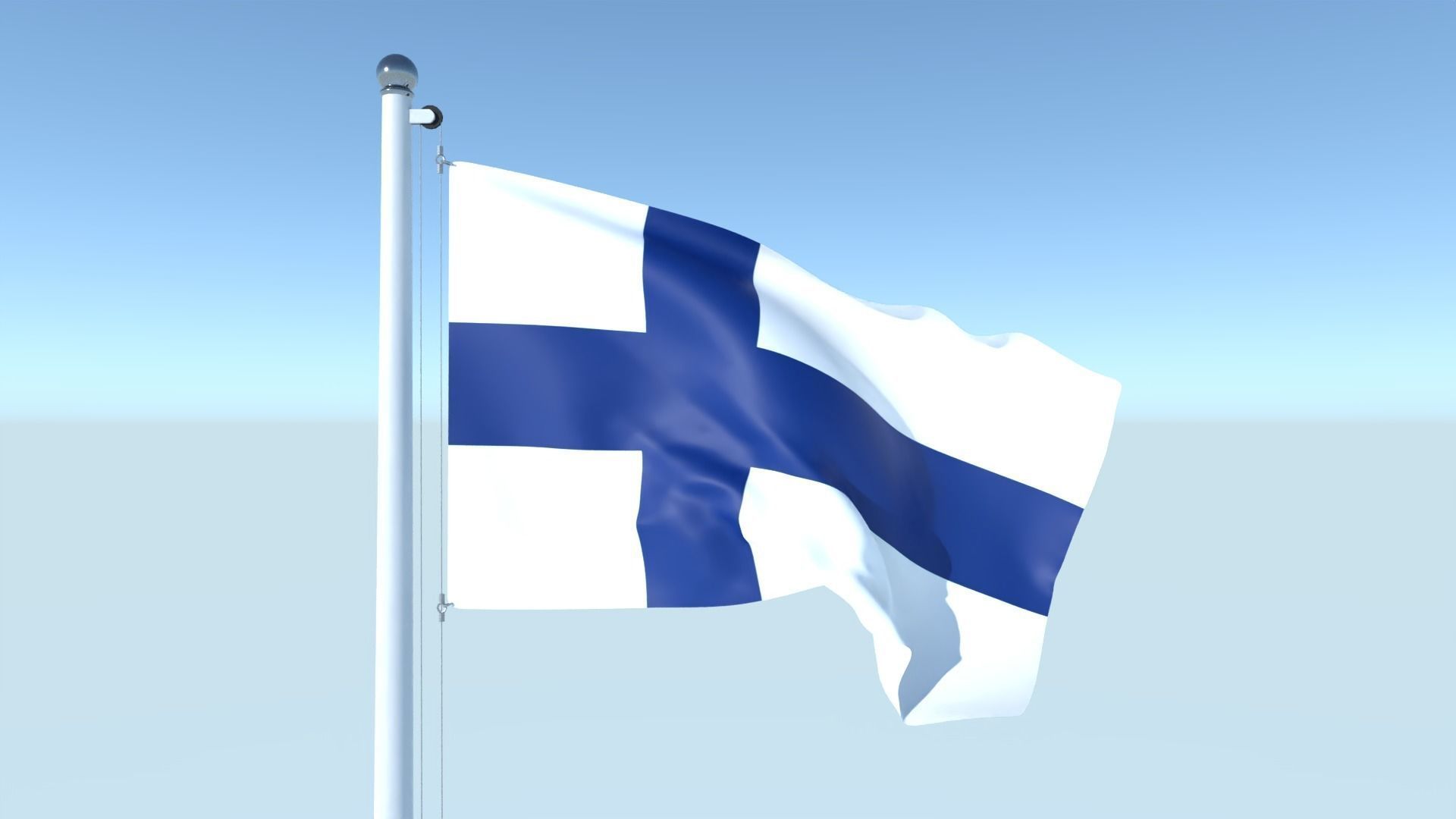 Animated Flag of Finland Low-poly 3D model_1