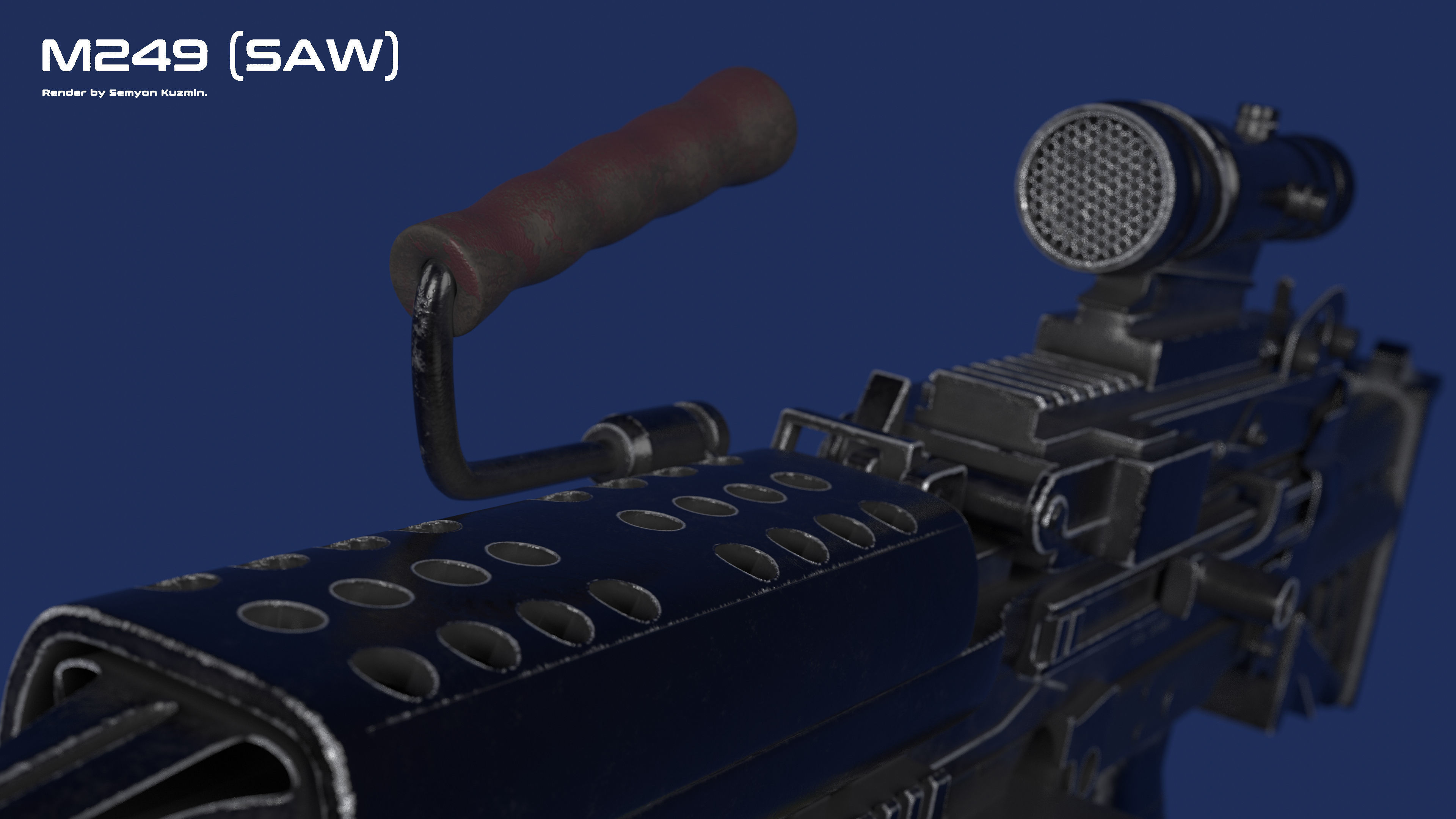Machine gun M249  3D model_3