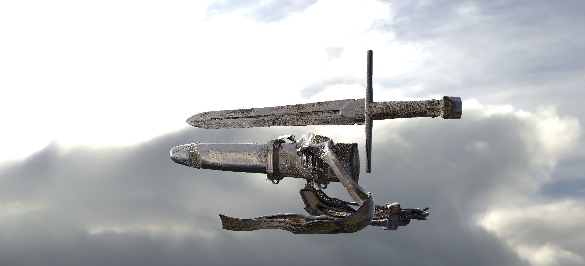 Medieval Long Sword 3D model_1