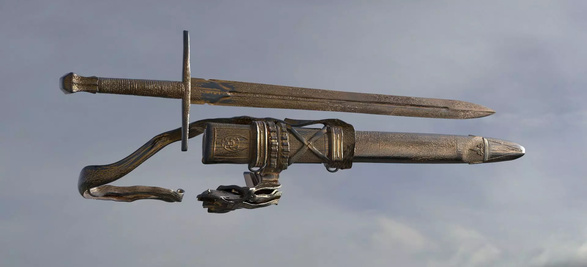 Medieval Long Sword 3D model_0