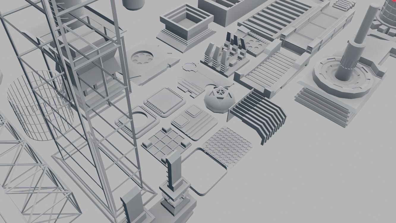 100 SCI-FI KITBASH SET Low-poly 3D model_13