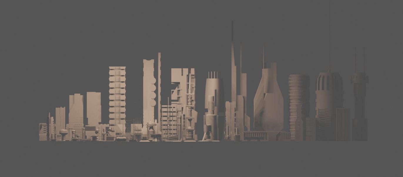 100 SCI-FI KITBASH SET Low-poly 3D model_9