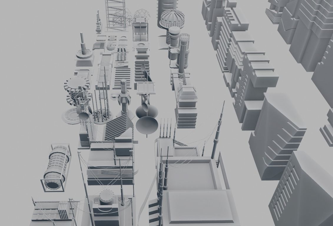 100 SCI-FI KITBASH SET Low-poly 3D model_14