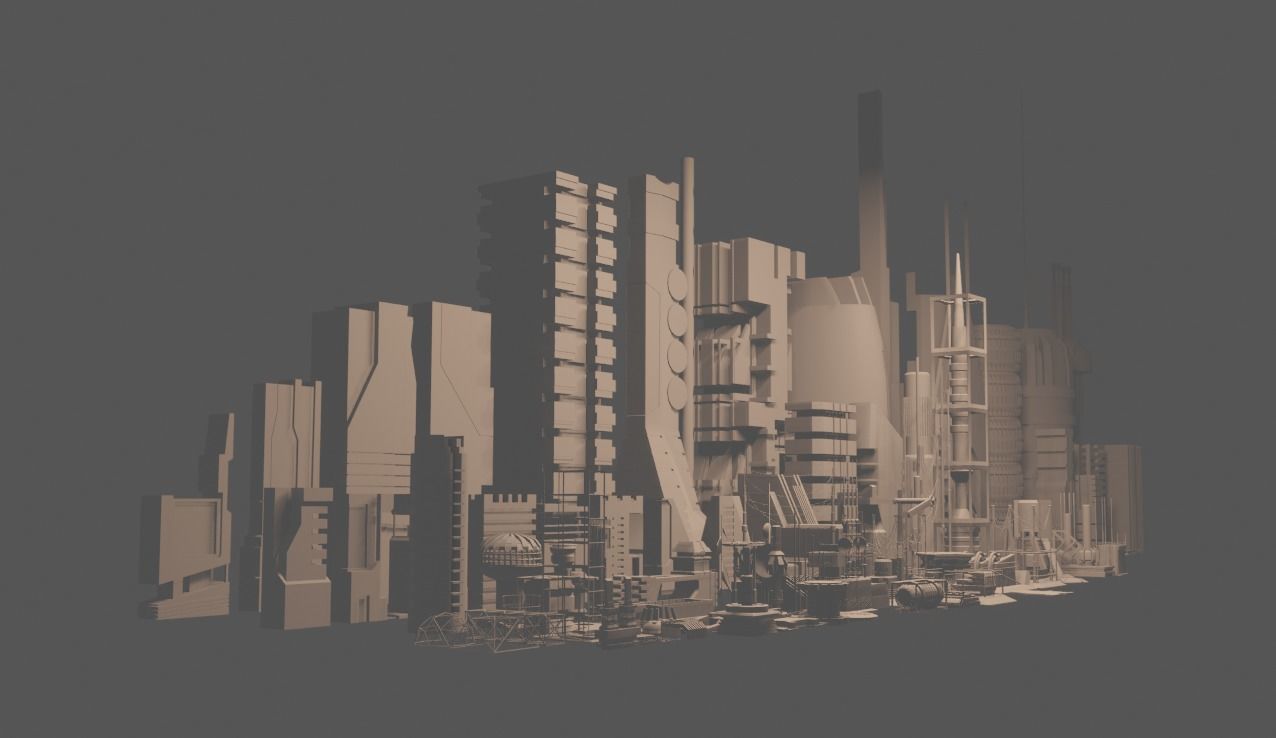 100 SCI-FI KITBASH SET Low-poly 3D model_7